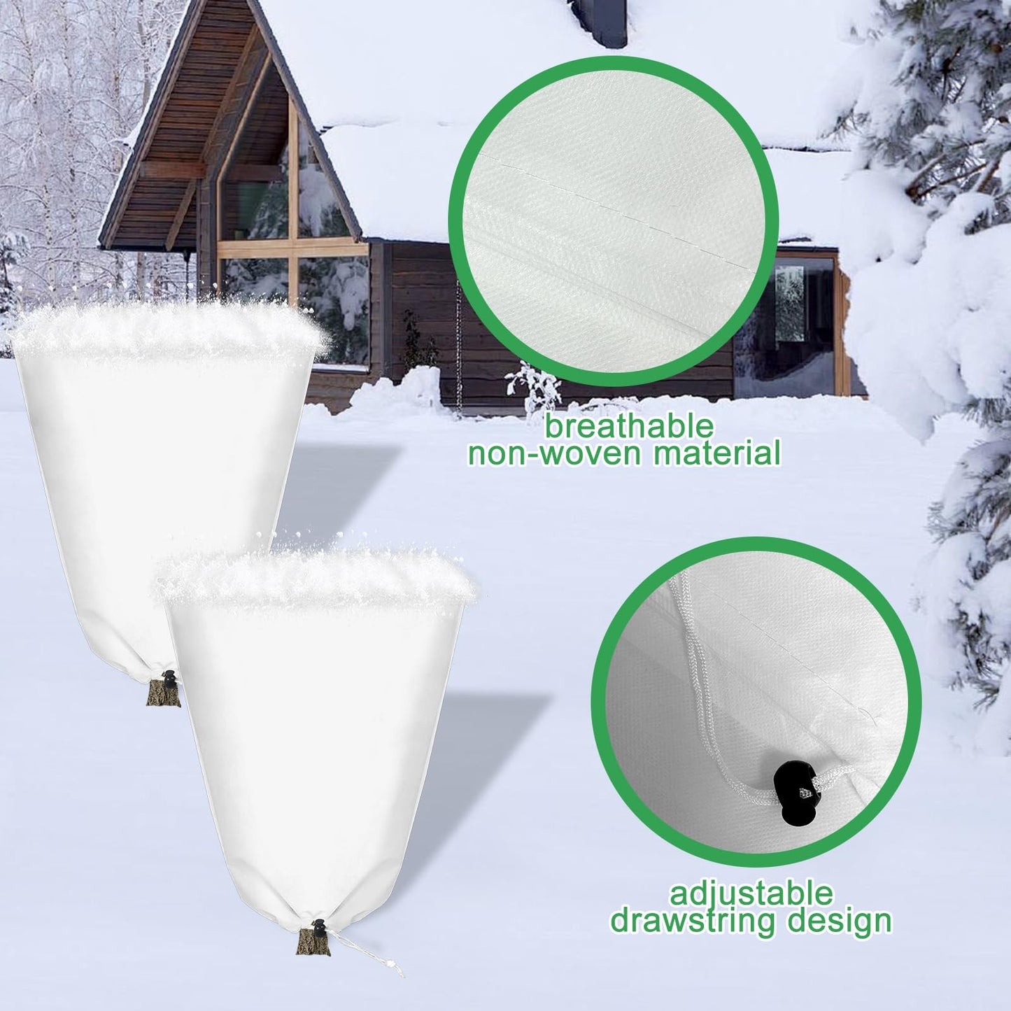 8 Pcs Winter Plant Covers Freeze Protection, 39.4x23.6 Inch Horizontal Shrub Tree Plant Protection Bags with Drawstring Plant Protector Shrub Frost Blanket for Winter Outdoor Garden Potted Plants