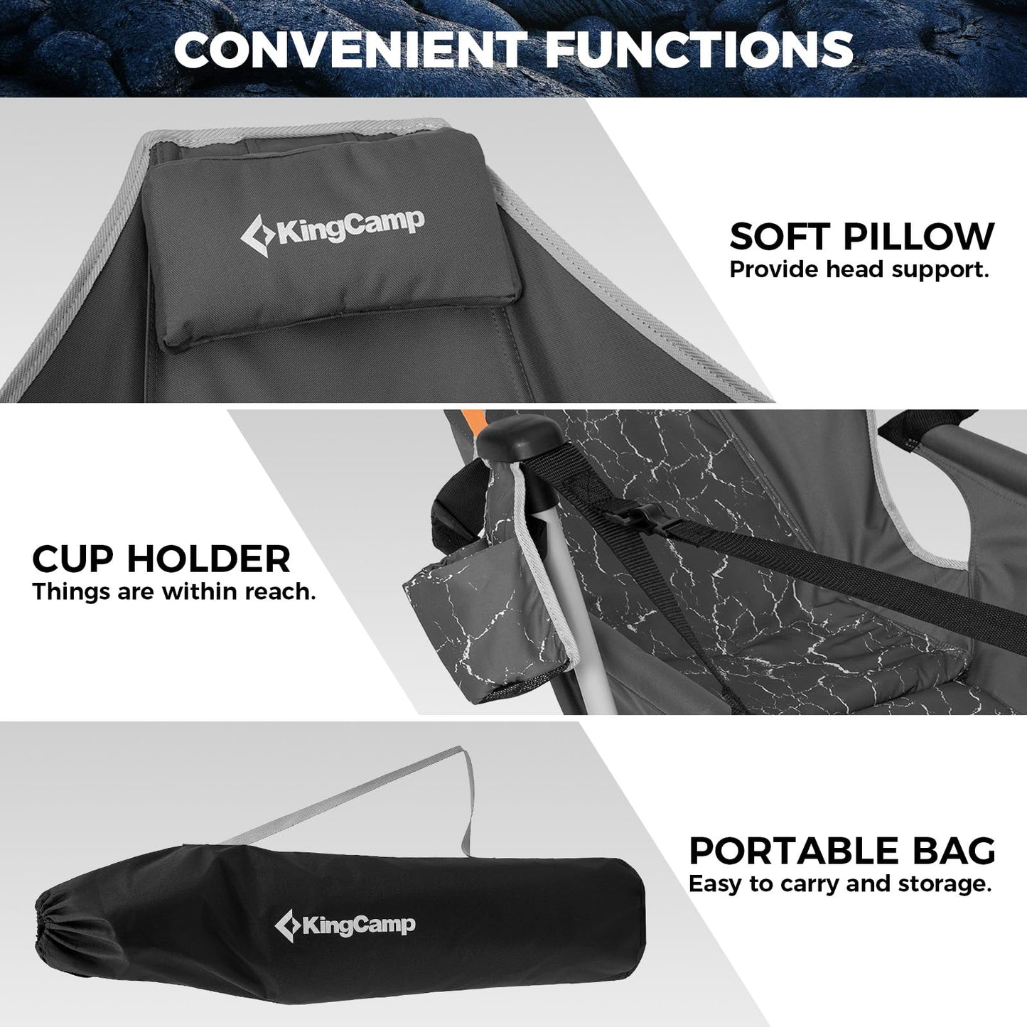 KingCamp Hammock Chair with Footrest – Heavy Duty Swinging Rocking Camping Chairs for Adults up to 400lbs, Folding Portable Oversized Rocker with Cup Holder & Pillow for Outdoor Beach Lawn RV Sports