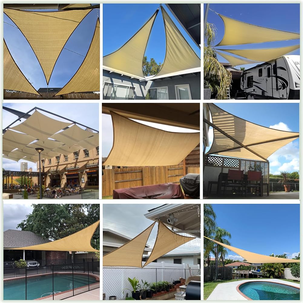 NINXANG Sun Shade Sail Sand Yellow Rectangle 16FTx20FT Permeable Garden Canopy for Outdoor Patio Backyard and Deck Sun Protection Fabric with Fade and Tear Resistance