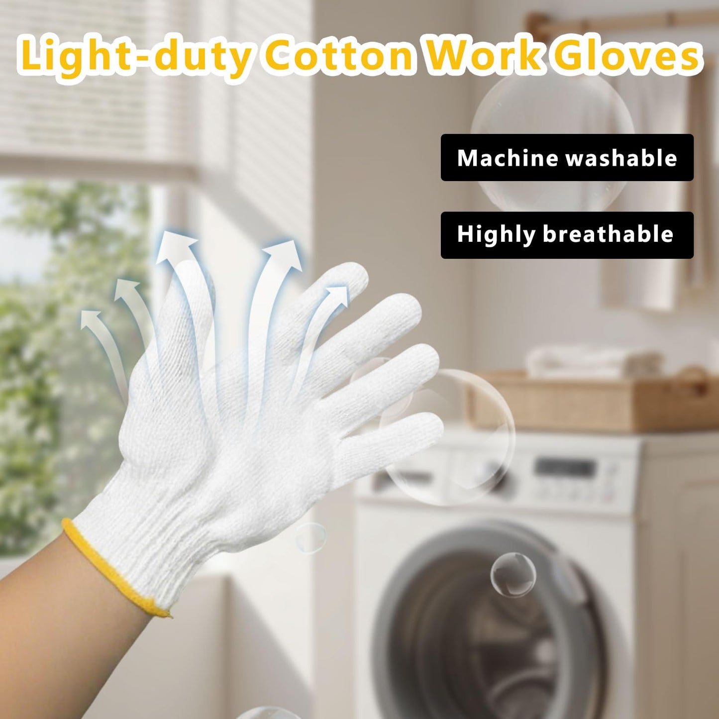 GloveRiant Unisex Cotton Work Gloves - Wear-Resistant, Anti-Slip Knitted Safety Gloves for Construction, Cooking, BBQ and Gardening (12 pairs)