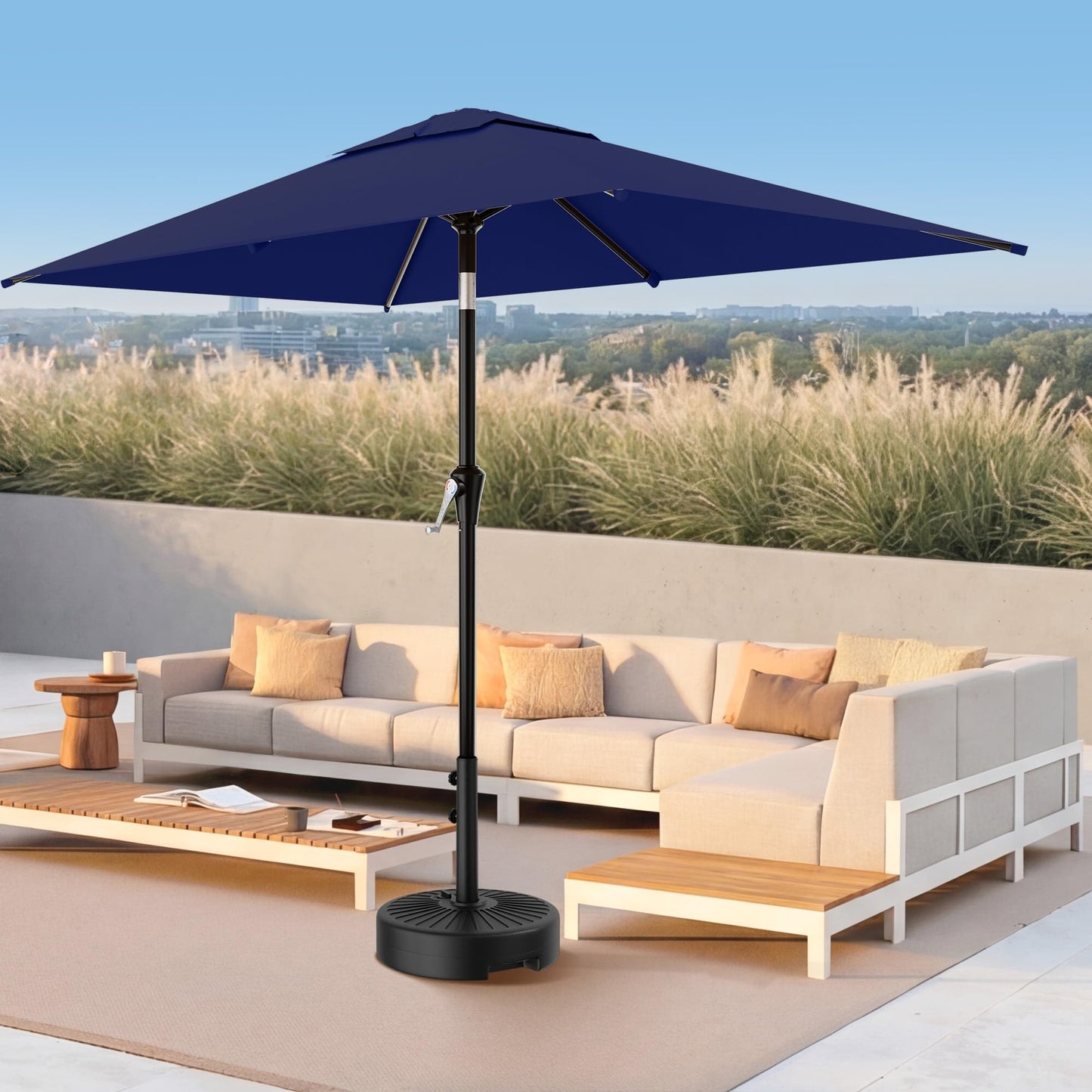 AreShark 6.5' x 10' Rectangular Patio Umbrellas for Outdoor, Outdoor Table Umbrella, Large Outdoor Patio Umbrellas with 6 Sturdy Ribs for Pool, Garden, Deck & Market (Navy)