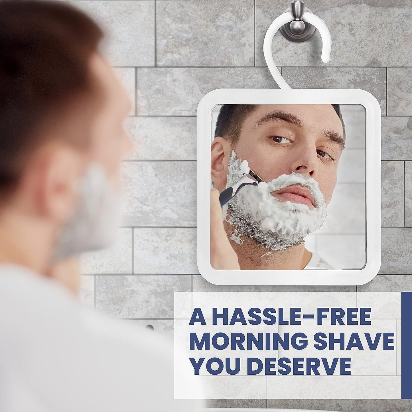 MIRRORVANA Hangable Fogless Shower Mirror for Shaving with 360° Swivel Hook for Hanging - Anti Fog and Shatterproof 6.3" x 6.3" Surface
