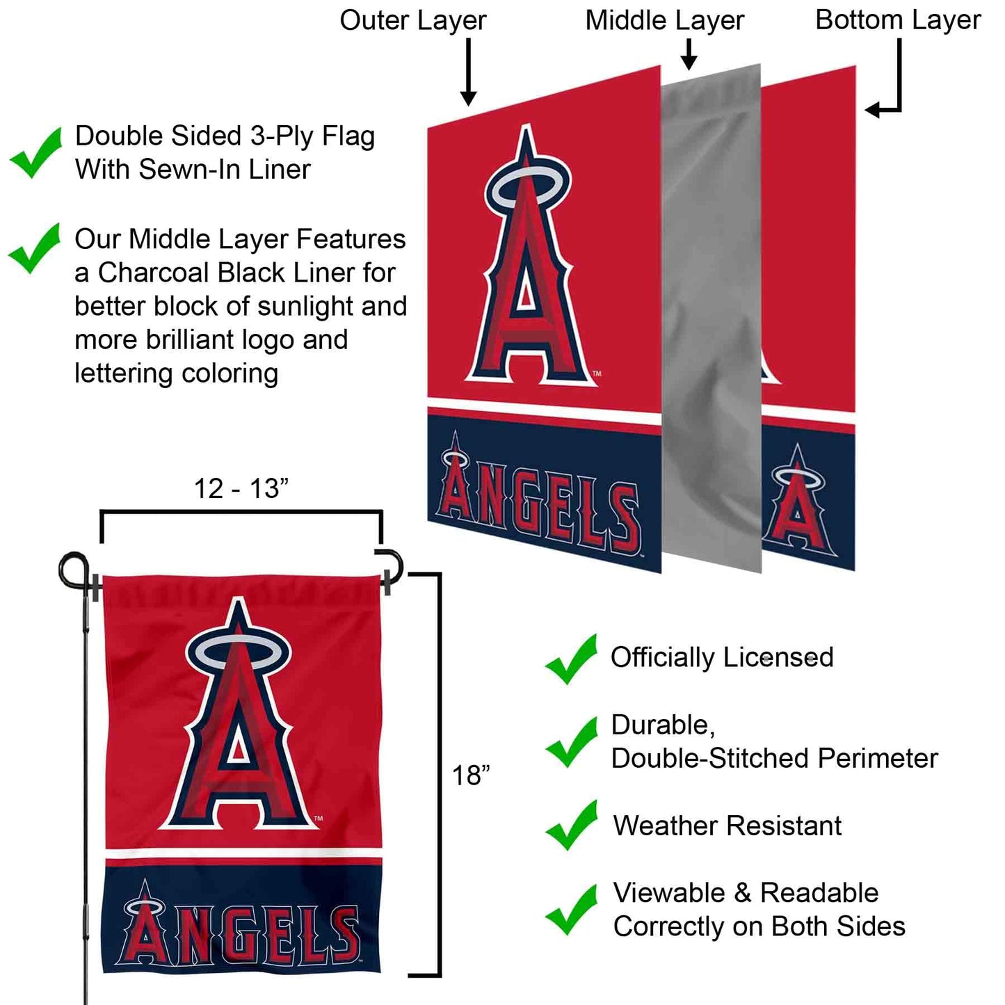Los Angeles Angels Double Sided Garden Flag