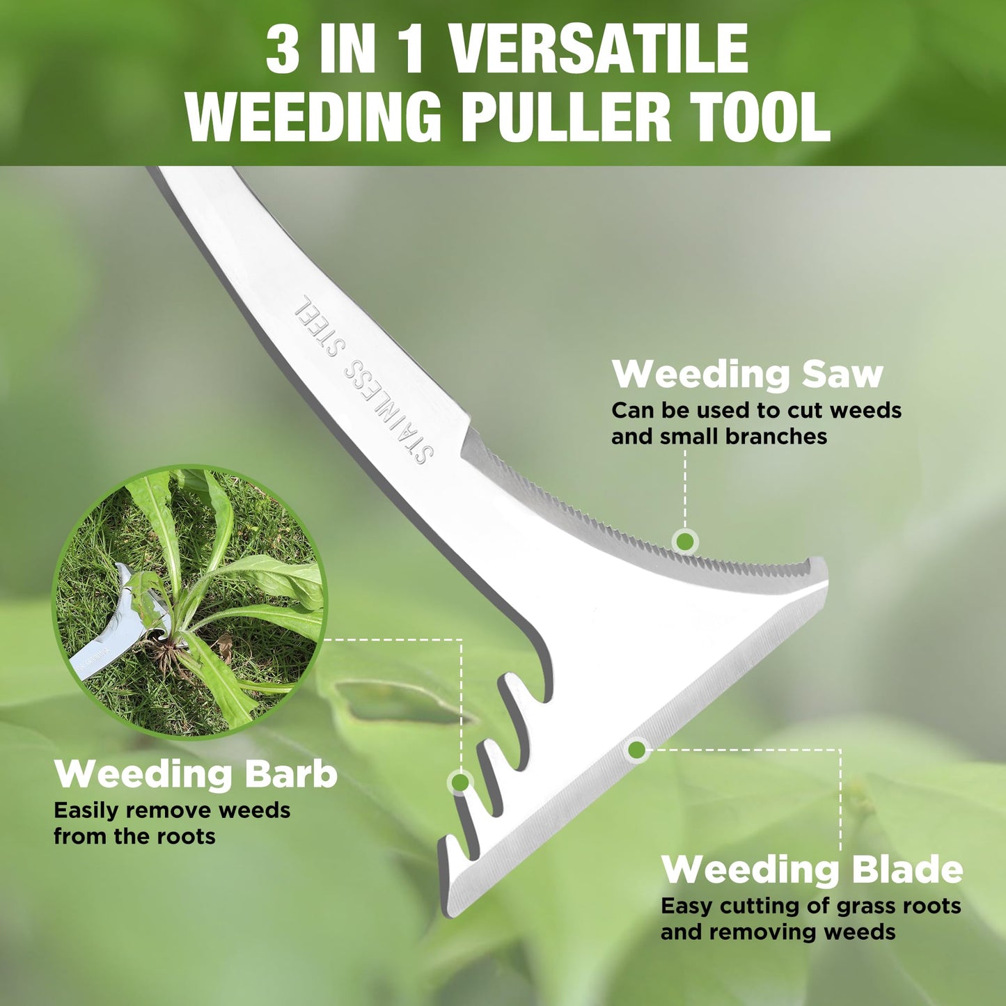 WORKPRO Crack Weeder, 13.5" Stainless Steel Crevice Weeding Tool with Wooden Handle, L-Shaped Side-Walk Weed Puller Spatula, for Garden Lawn Yard Patio Terrace Paving Garden Tool