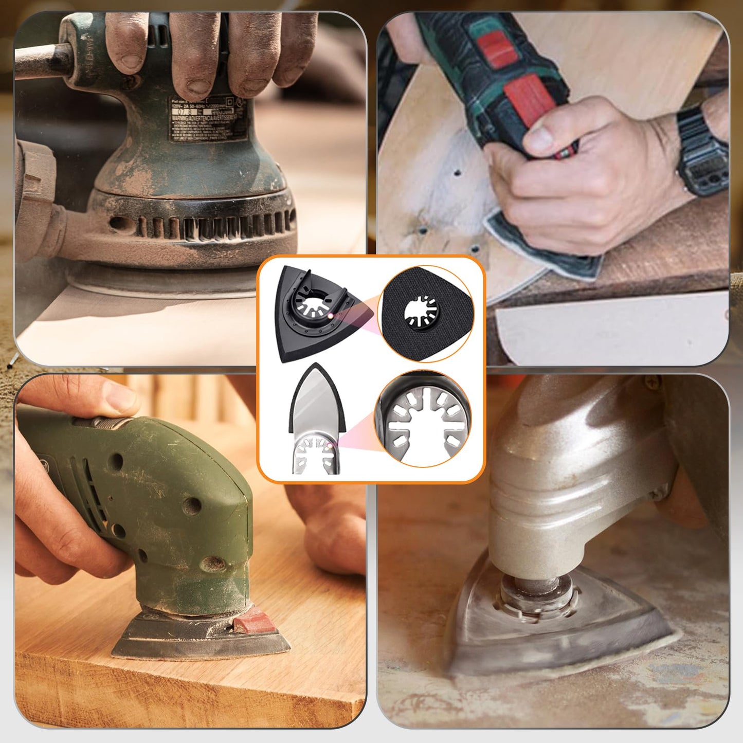 260pcs Oscillating Tool Sanding Pads Kit, 5pcs Triangle Sanding Pads and 5pcs Finger Sanding Pad, 250pcs Multitool Sandpaper Set, Multi Tool Sanding Attachment Fit for Finishing Wood