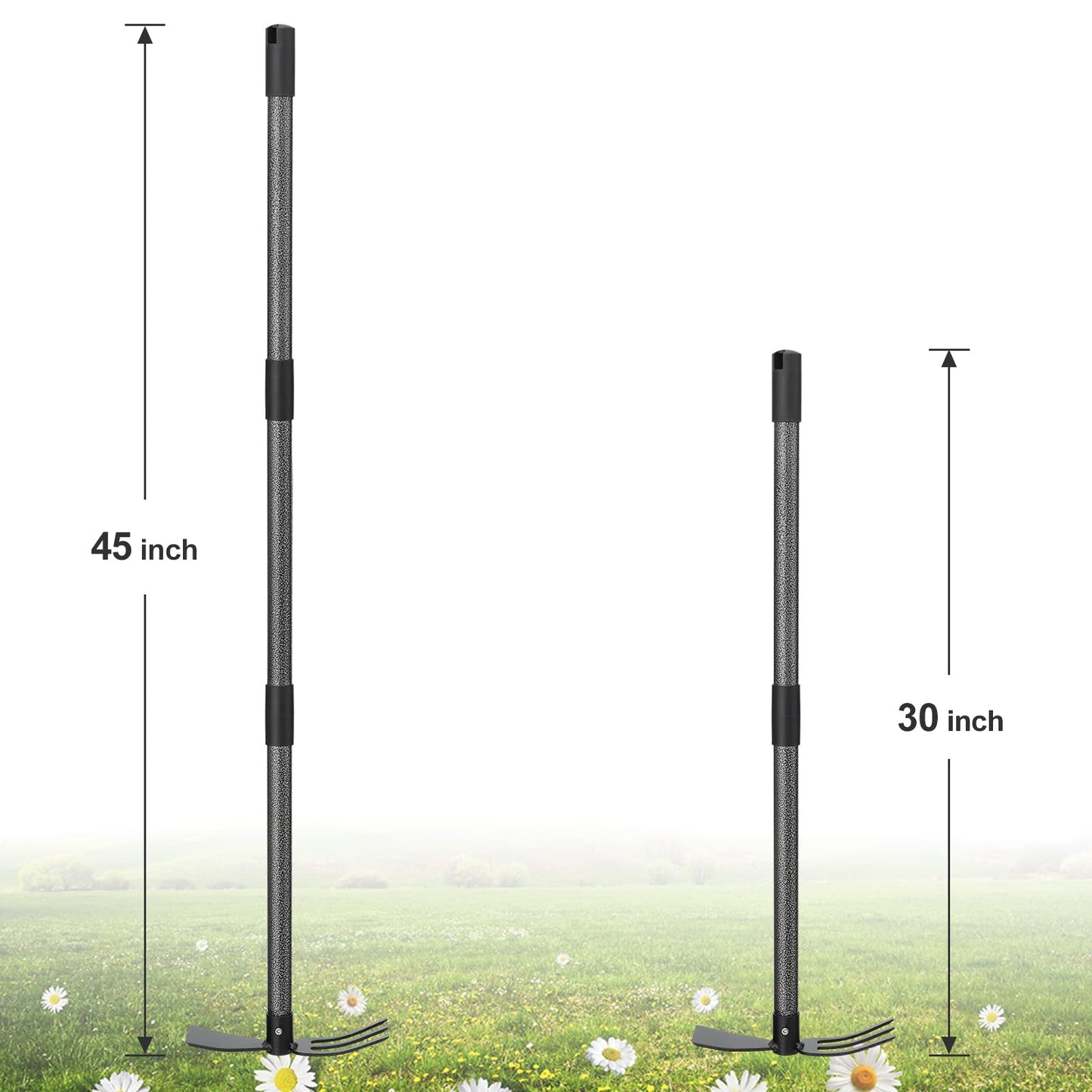 JAOTREL Hoe Garden Tool, 45 Inch Garden Hoe Long Handle for Weeding, Hoe Cultivator 2 in 1 Hand Garden Tools for Gardening Tools Planting