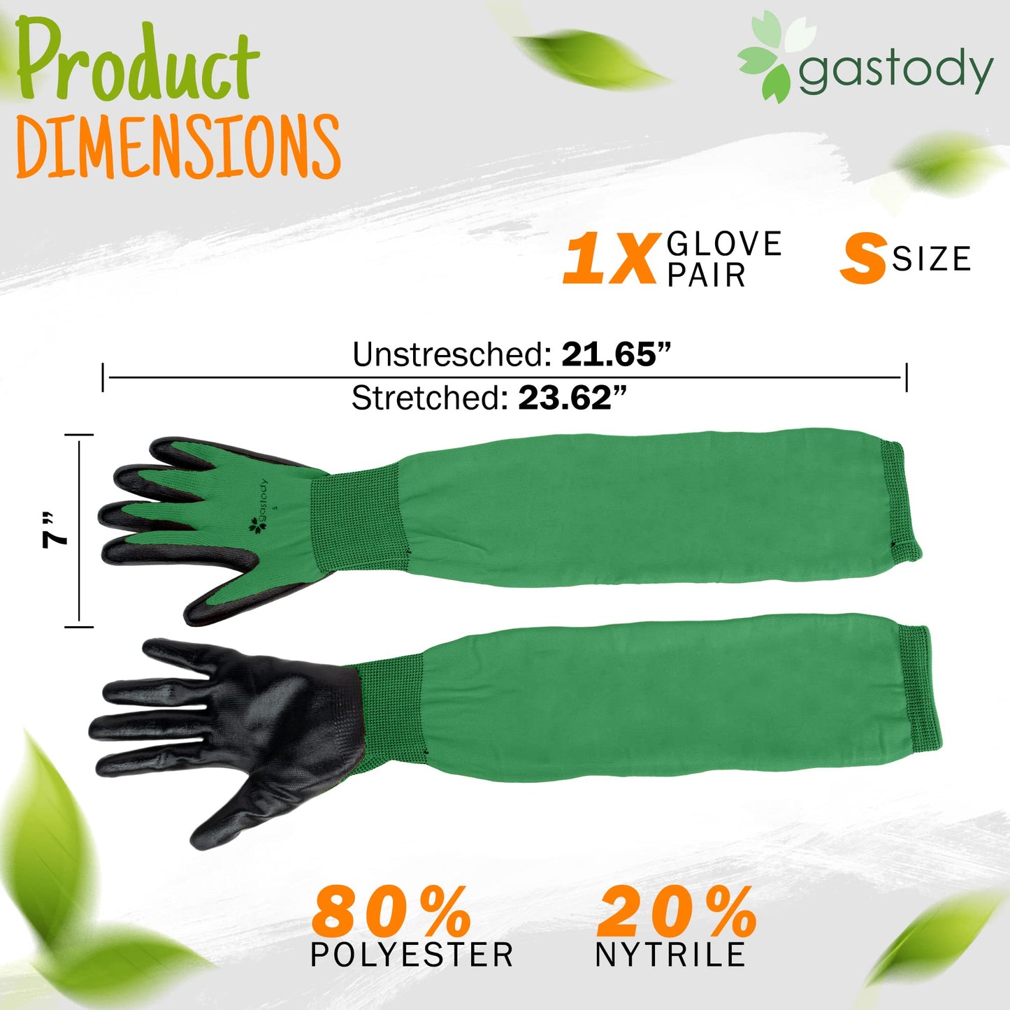 Gastody™ Long Gardening Gloves Women and Men S - Long Sleeve Garden Gloves Multipurpose Heavy Duty Outdoor and Indoor - Long Cuff Garden Gloves - Thorn Resistant Protective Work Rose Pruning Gloves