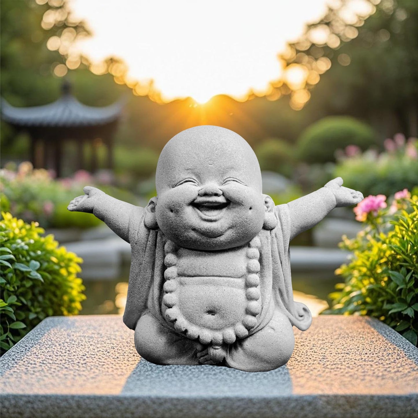 starfa lab Laughing Buddha Statue,Zen Monk Praying Statue Sculptures Ornament for Garden,Outdoor,Wealth,Good Luck, Indoor,Mini Buddha Fish Tank Decoration