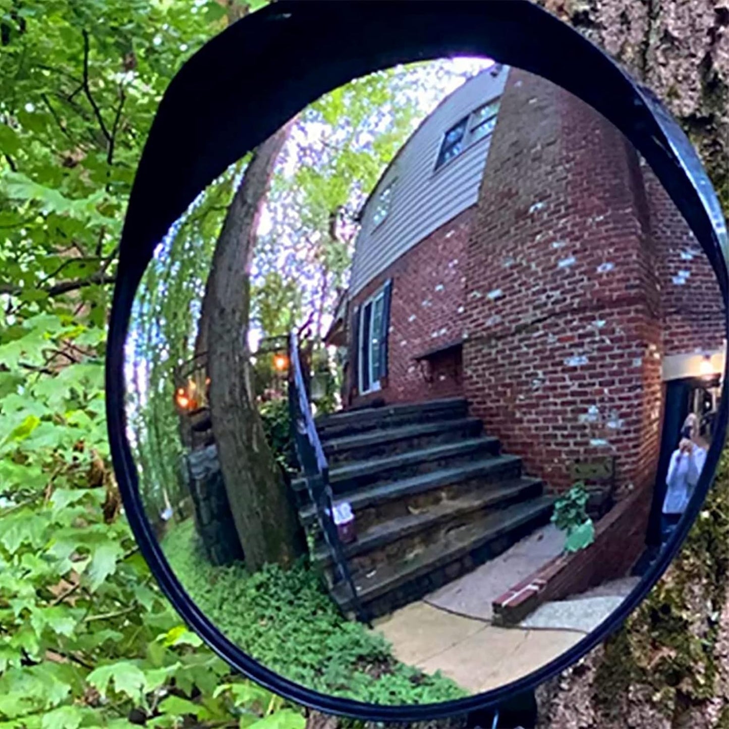 KOBSAINF 12 Inch Convex Mirror Outdoor with Adjustable Wall Fixing Bracket, Driveway Mirror for Wide Angle View Security Blind Spot