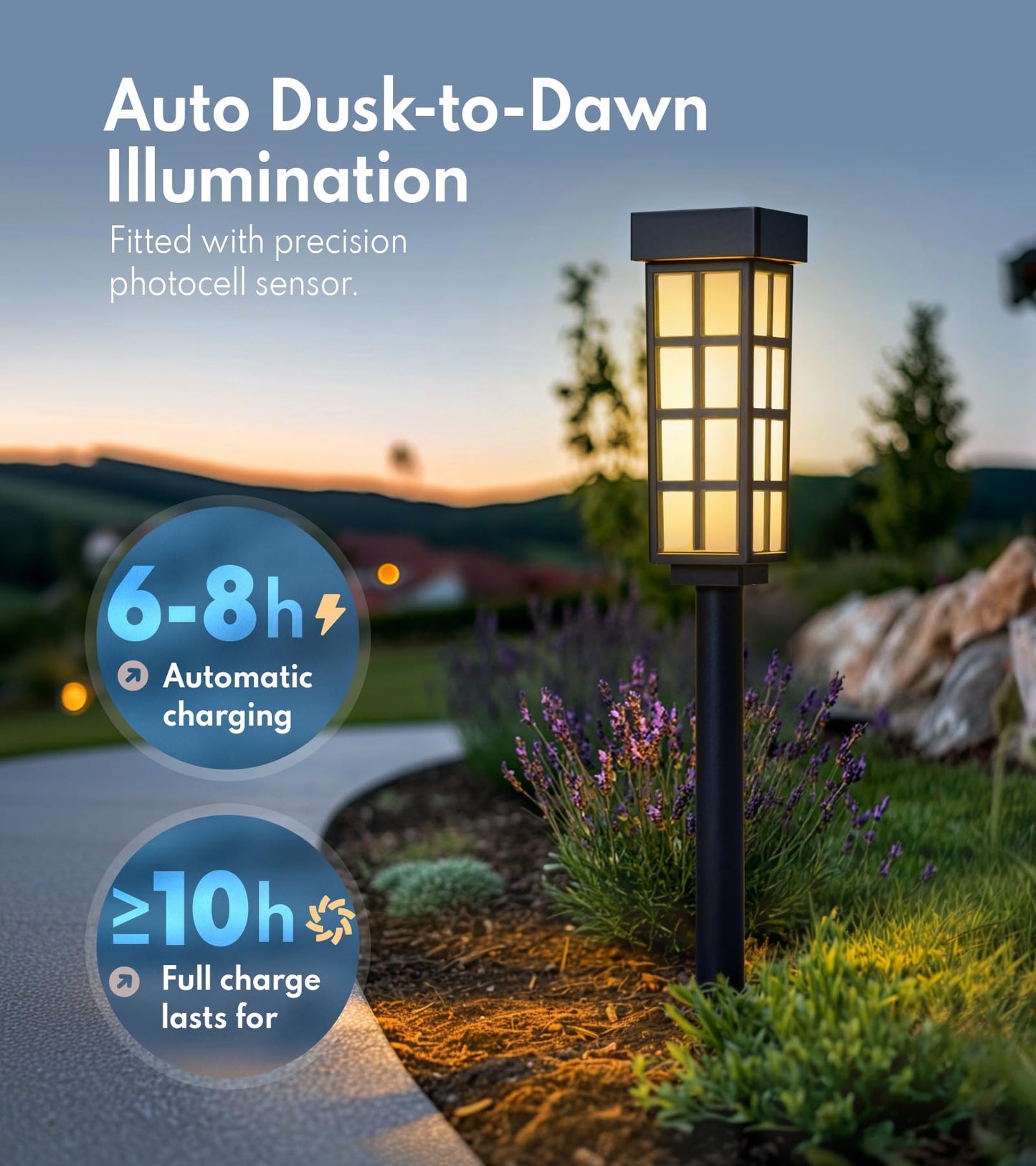 PASAMIC Solar Pathway Lights Outdoor, 24 Inch Tall Solar Landscape Lights, IP65 Waterproof Outdoor Lights, Warm White LED Solar Garden Lights for Yard Patio Lawn Driveway Walkway Path Lighting