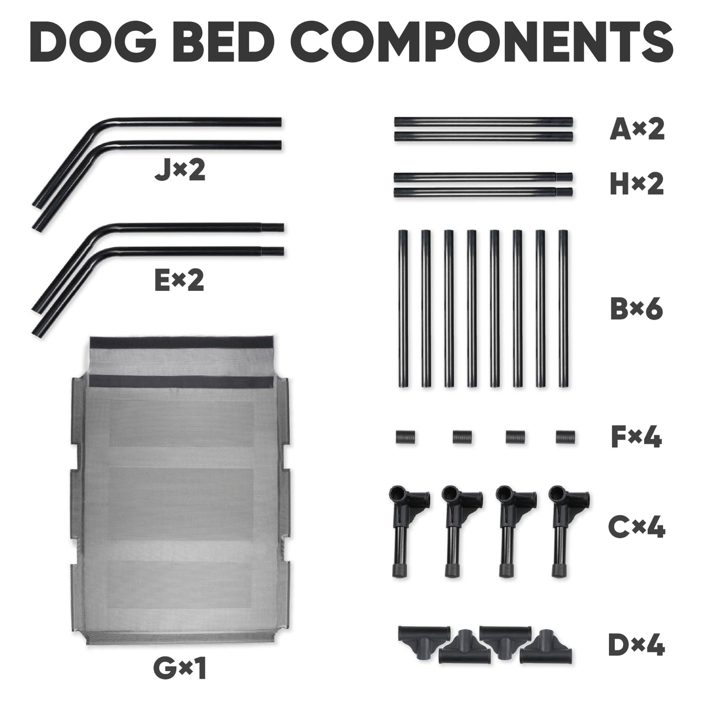 Suddus Elevated Dog Bed for Large Dogs 140lb, Breathable Cooling Raised Dog Cot with Dual Support Bars & Metal Frame, No-Slip Feet, Waterproof Pet Bed for Indoor/Outdoor, X-Large, 48 * 36 * 9in, Grey