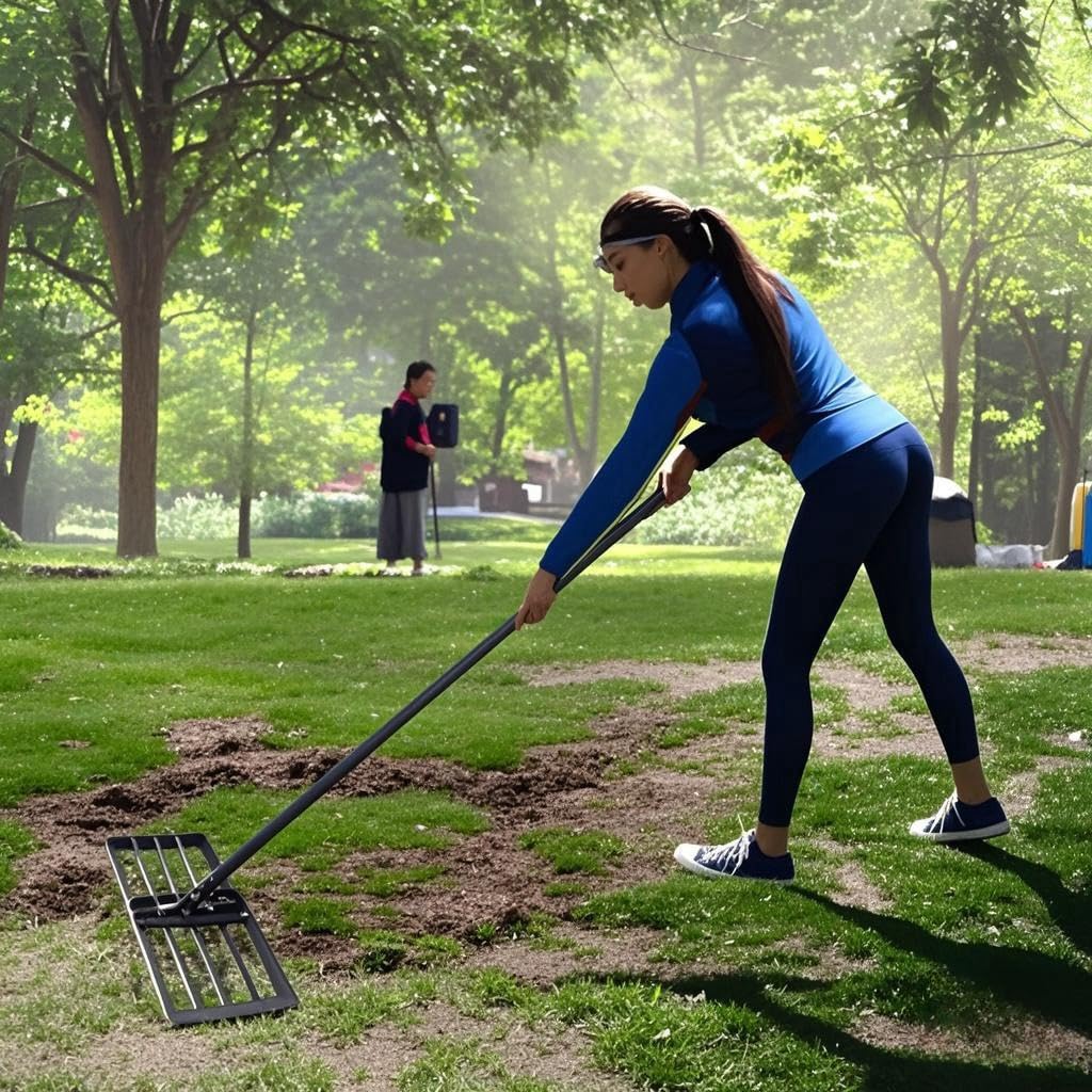 Lawn Leveling Rake, 42” x 10” Leveling Rake,Lawn Leveler w/ 72” Long Non-Slip Handle, Level Lawn Tool for Grass, Golf Field, Level Soil or Dirt Ground