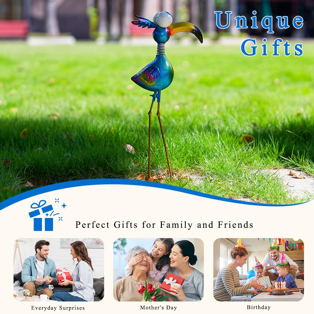 Giole 18.9" Metal Peacock Garden Statue - Weather-Resistant Outdoor Bird Figurine, Yard Art Decor for Lawns and Patios, Unique Gift for Gardening Enthusiasts