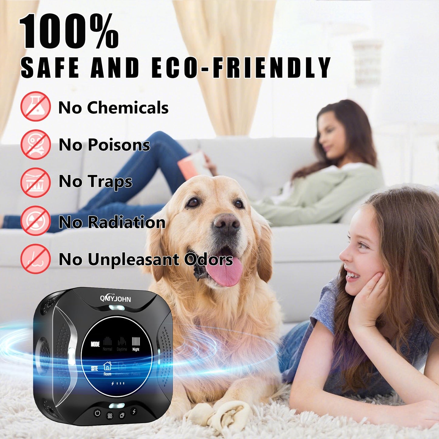 LED Display-Indoor Ultrasonic Pest Repeller Plug-in,with a LED Strobe Light,Effectively Repels Mice,Squirrels,Squirrel Repellent for House,Suitable for Attics,Garages,RVs,etc.