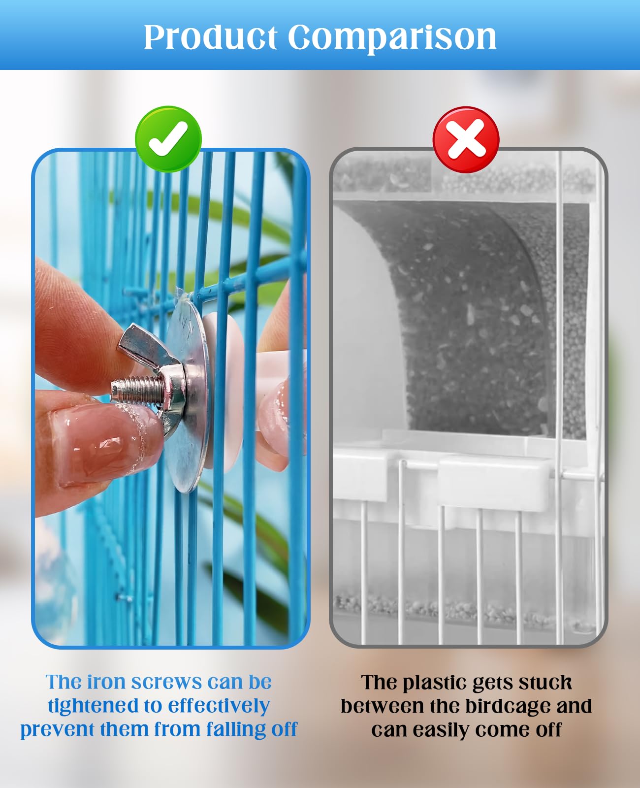 DAWZMR 2 PCS Automatic Bird Cage Water Dispenser, Parakeet Parrot Feeder Hanging Drinking