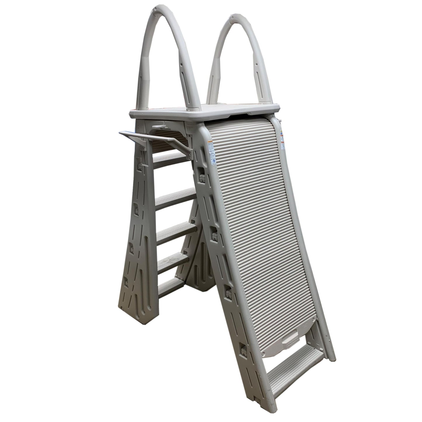 Confer Plastics 7200 Above Ground Pool Ladder Adjustable 48" to 56" Roll-Guard A-Frame Safety Ladder, Swimming Pool Ladder with Wholesalehome Beach Ball