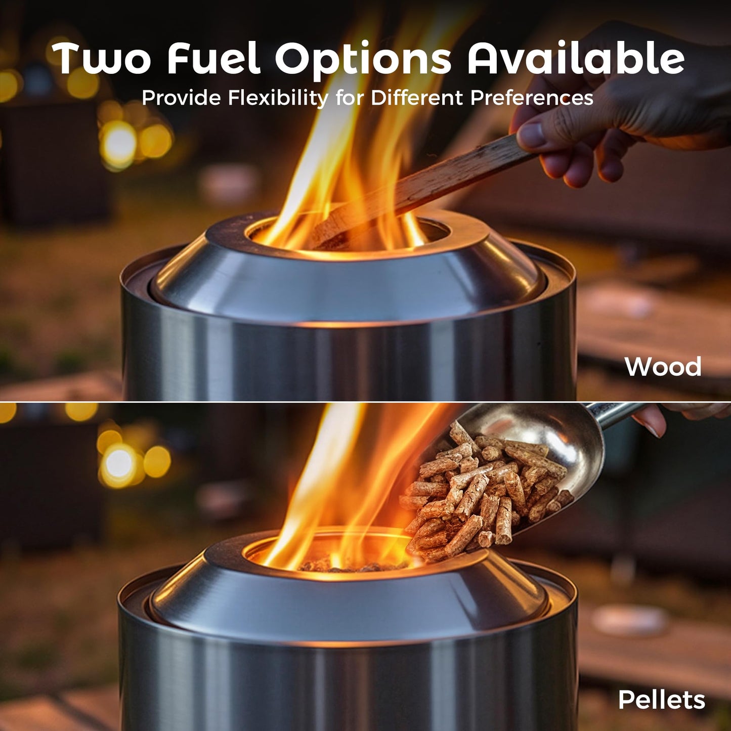 BALI OUTDOORS 6.5 inch Tabletop Fire Pit Round, Stainless Steel Table Top Firepit Small, Outdoor Smokeless Firepit Portable, Silvery