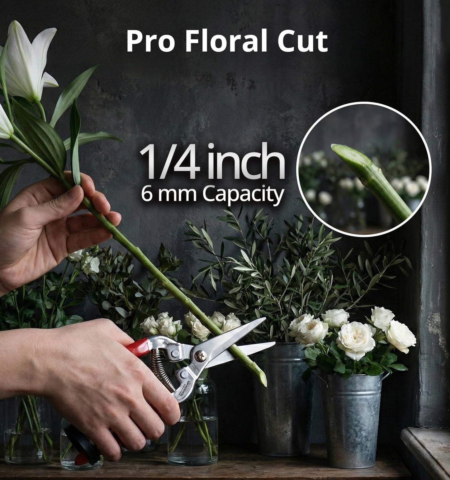 Gardeness Stainless Steel Pruning Snips with Serrated Blade, Adjustable Joint Screw Micro-Tip Garden Scissors for Harvesting Herbs, Fruit, and Floral Arranging, Corrosion-Resistant & Made in Taiwan