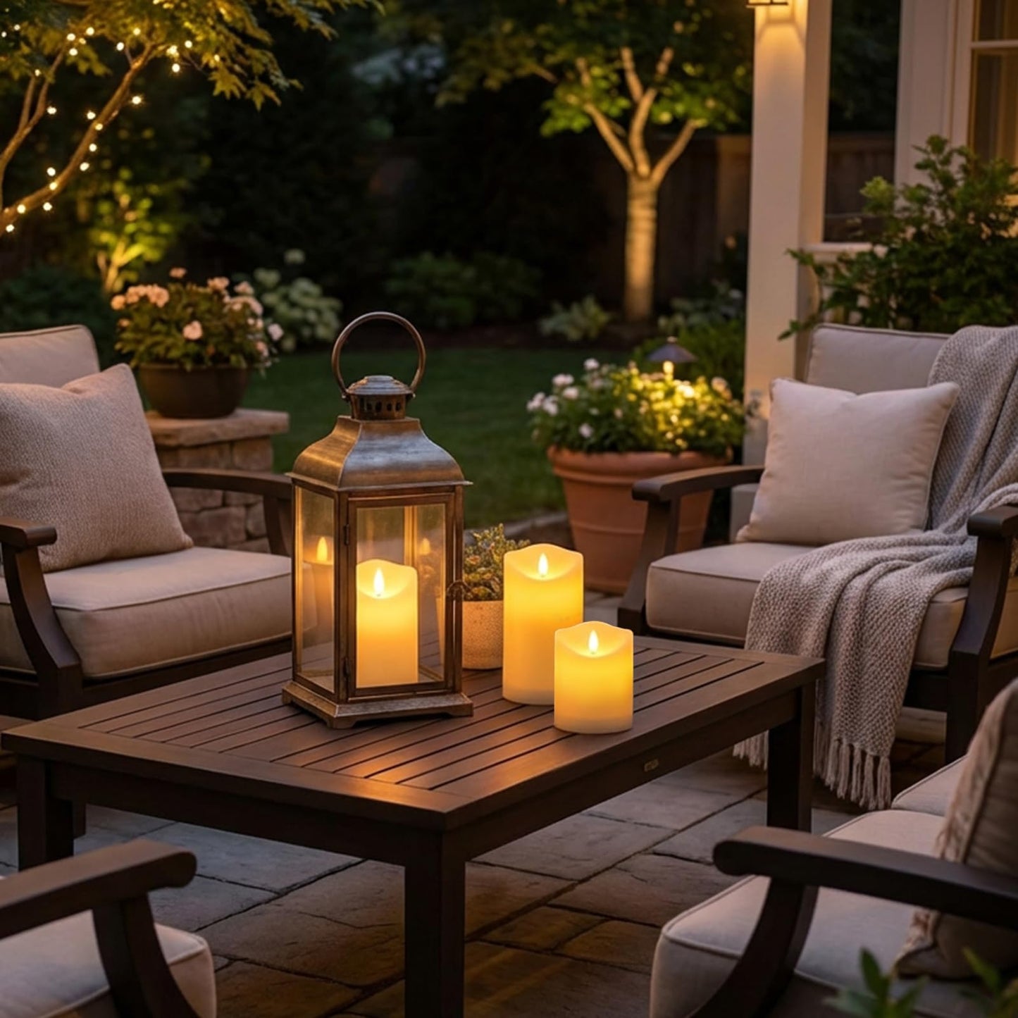 ARIKJ Solar Candles Outdoor Waterproof, Flameless LED Candles Rechargeable, Solar Powered Pillar Candles Dusk to Dawn for Patio Lantern Garden Table Decorations, Set of 3, 3.25" X 4"5" 6"