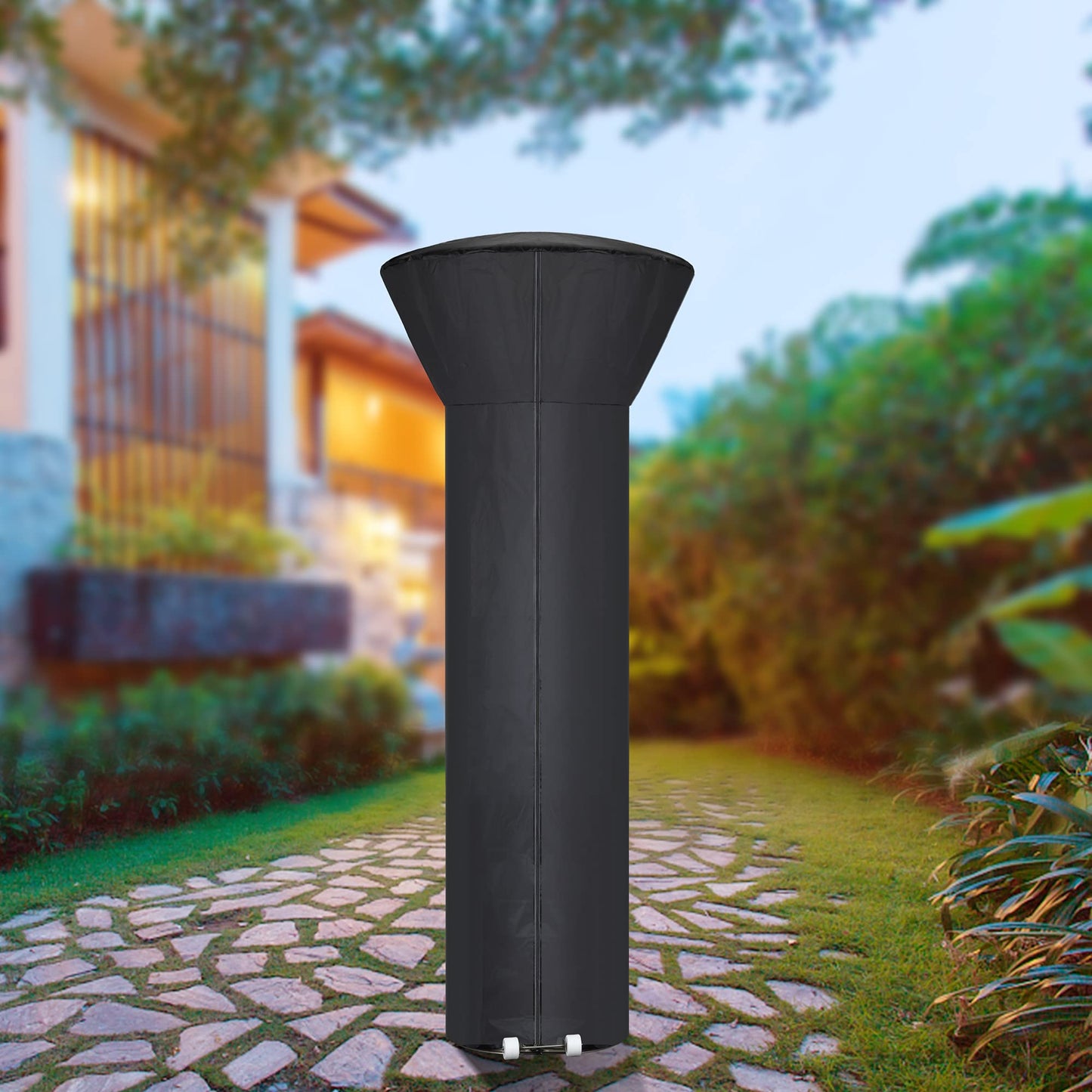 Hualedi Patio Heater Covers with Zipper and Storage Bag,Waterproof,Dustproof,Wind-Resistant,Sunlight-Resistant,Snow-Resistant,Black,89'' Height x 33" Dome x 19" Base