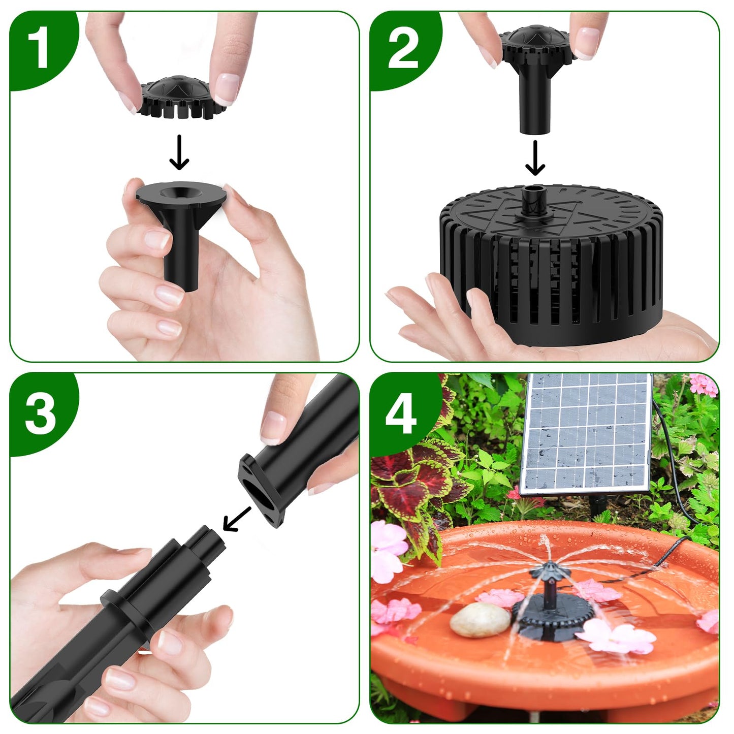 AISITIN 4.5W Solar Water Fountain, Upgraded DIY Solar Water Pump Fountain Kit with Cable Nozzles for Garden, Pond, Pool and Fish Tank