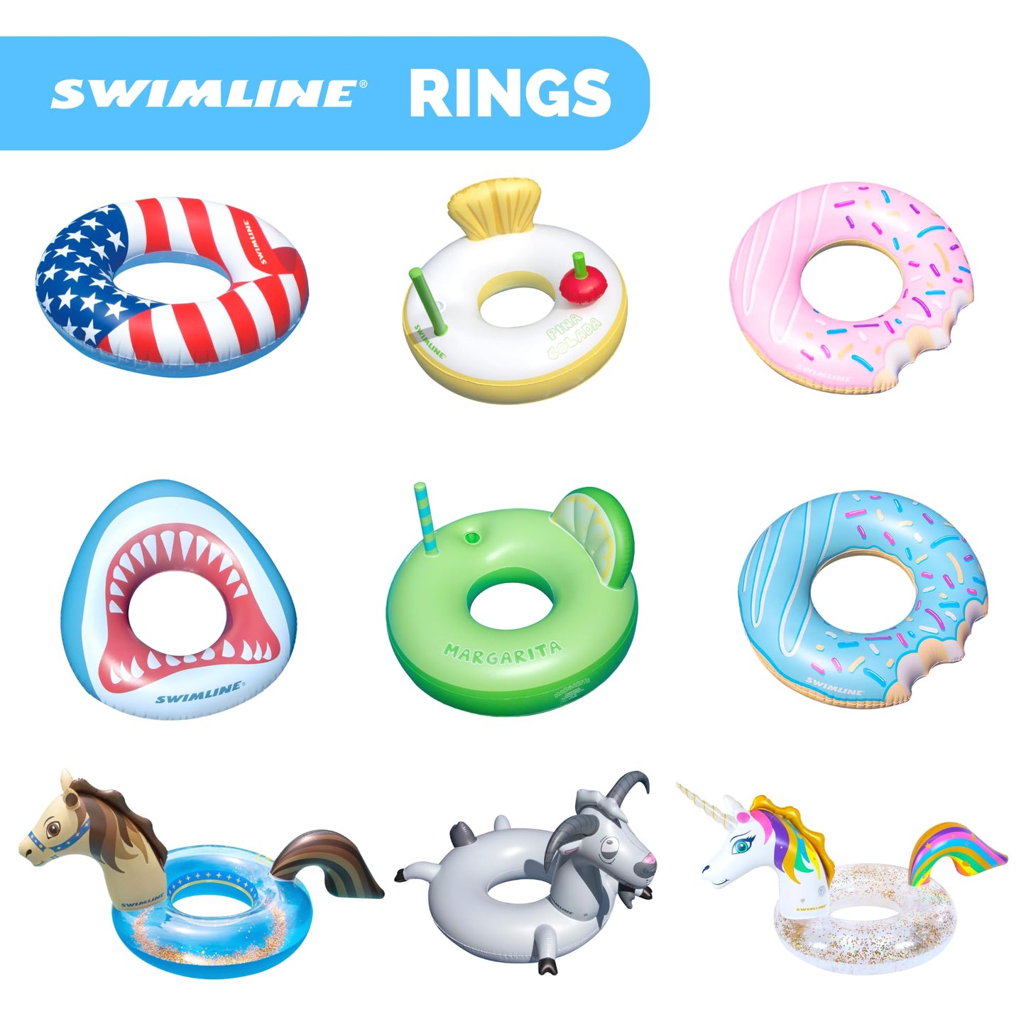Swimline Glitter Hobby Horse Pool Ring â Inflatable Lounge Float with Fun Design for Adults & Teens â Durable Vinyl Ring for Pool, Lake, or Beach â Easy to Inflate and Store