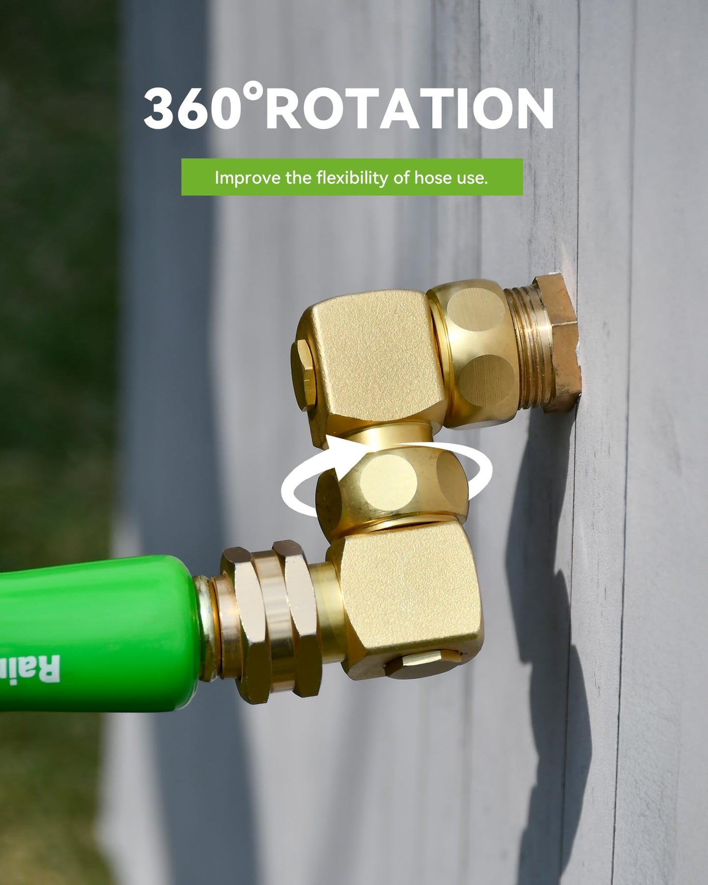 RAINPOINT 90 Degree Hose Elbow-360 Degree Swivel, 3/4" GHT Garden Hose Connector/Adapter, Solid Brass Water Hose Fittings for RV, Outdoor Faucet, Spigot,Easy Installation(2 Pack)