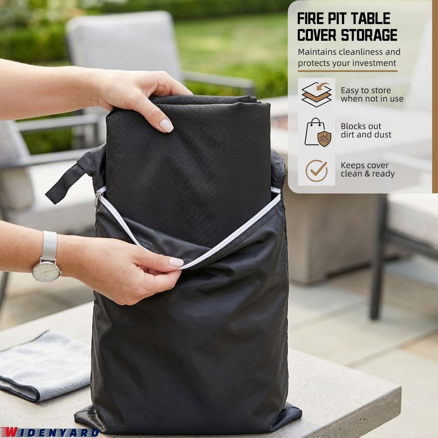 Widenyard Square Fire Pit Cover 28 x 28 x 25 inch, Waterproof Heavy Duty Gas Fire Table Covers for 28x28 inch Patio Outdoor Firepits, All-Weather Protection