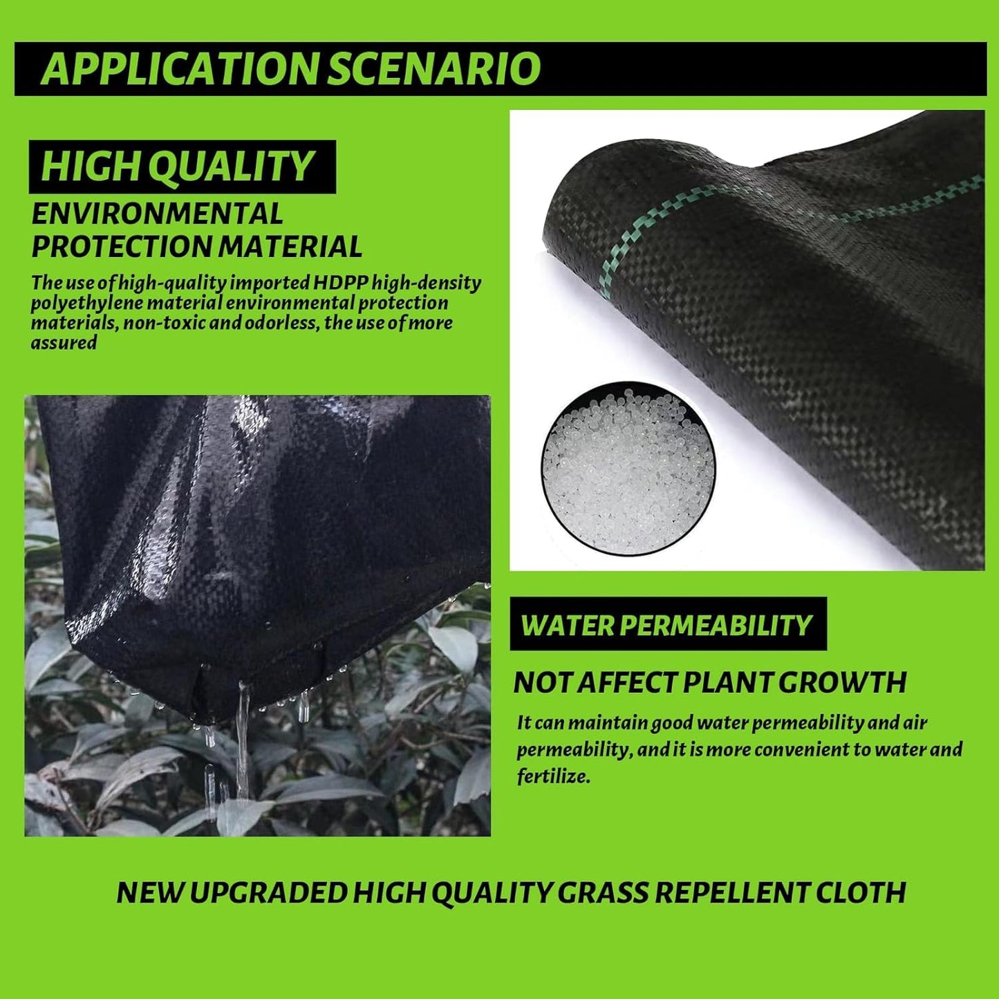 CFTEL 3x50FT Weed Barrier Landscape Fabric Heavy Duty, 3.2oz Durable Geotextile Fabric, Block Gardening Ground Cover Weed Mat, Weed Control Garden Cloth for Landscaping, French Drains, Yard Driveway