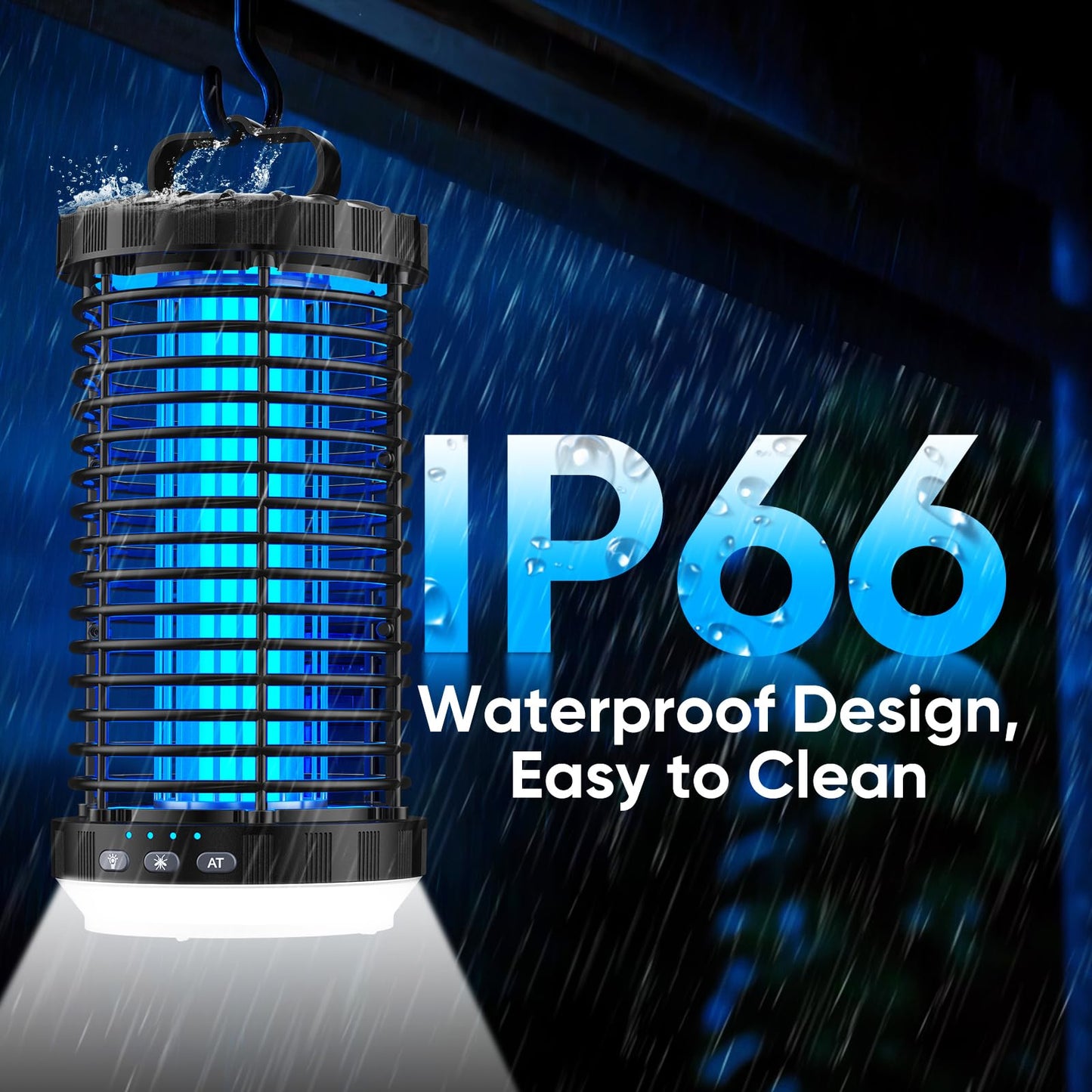 CreateFun Bug Zapper Outdoor, 2026 Upgraded 3 in 1 Rechargeable Bug Zapper with 5000mAh Battery & LED Night Light, 4000V Cordless Waterproof Mosquito Zapper for Outside,Patio,Backyard,Garden Black
