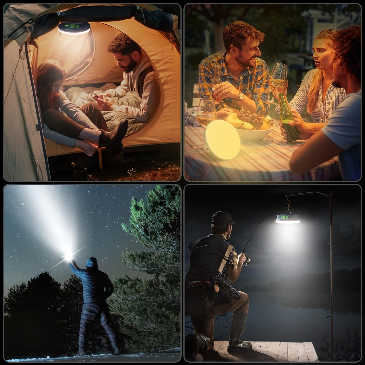 Eventek Camping Lights 12000mAh, Ultra Bright LED Camping Lantern with 4 Modes & Magnetic, IPX5 Waterproof Rechargeable Tent Lights for Power Outages, Tent, Hiking, Emergency - Blue