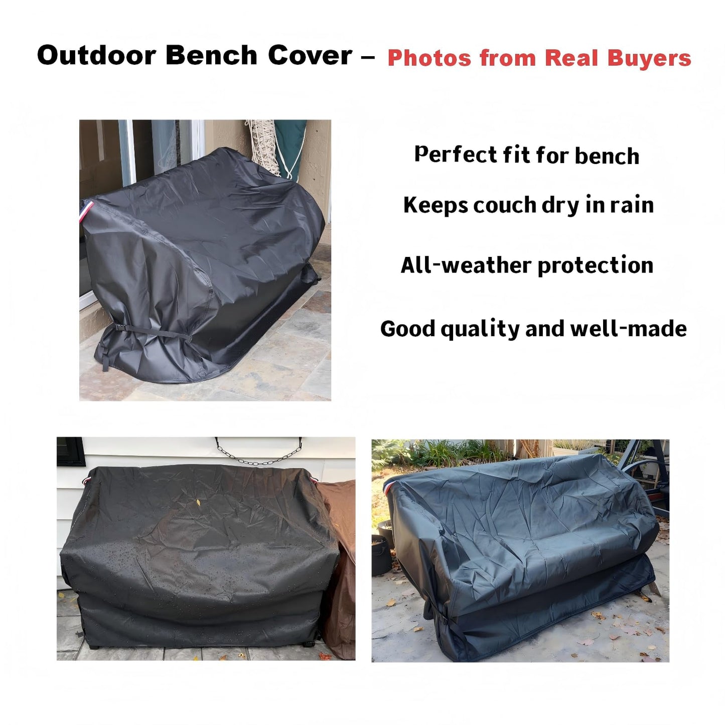 Agustone 48" Outdoor Garden Bench Cover, 500D Waterproof 2- Seater Patio Loveseat Cover, Outdoor UV Protection Furniture Covers for Park Glider Benches/Rattan Sofas - 48" L x 23" W x 28" H