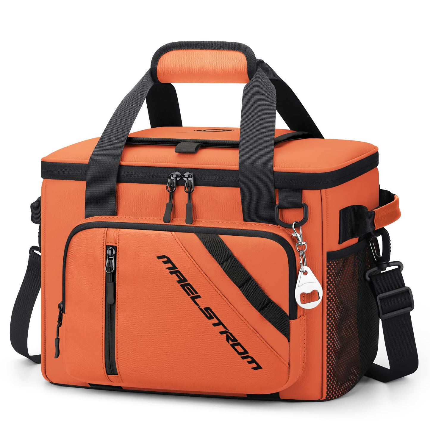 Maelstrom 30 Can Large Leakproof Soft Cooler Bag, Insulated Collapsible Ice Chest with Bottle Opener, Portable for Beach, Camping, Travel & Shopping (Orange)