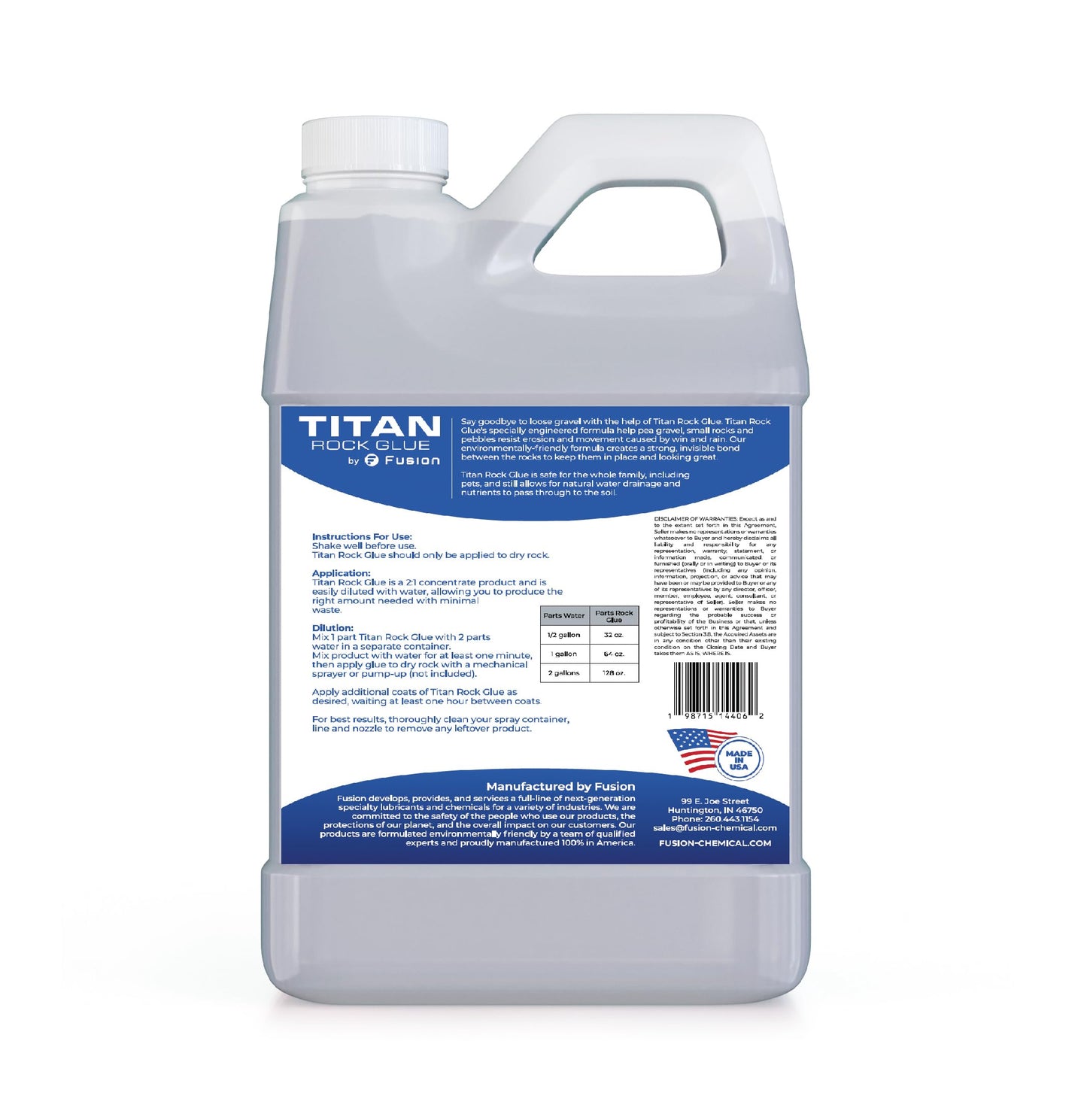 Titan Rock Glue for Landscaping - Stone Glue for Outside Rocks, Small Pebbles, & Pea Gravel, Gravel Binder, Pathway Stabilizer, Long-Lasting Formula, Prevents Erosion (128 Fl Oz) by Fusion Chemical