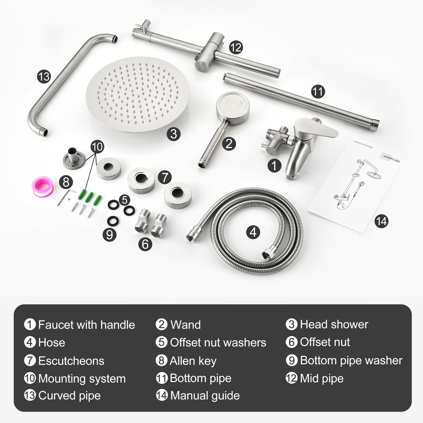 Shower Faucet -Shower System,Shower Faucets Sets Complete - Outdoor Shower Kit/Outdoor Shower Enclosure/Outdoor Shower Fixtures W/ SS304 Shower Head with Handheld High Pressure, Brushed Nickel