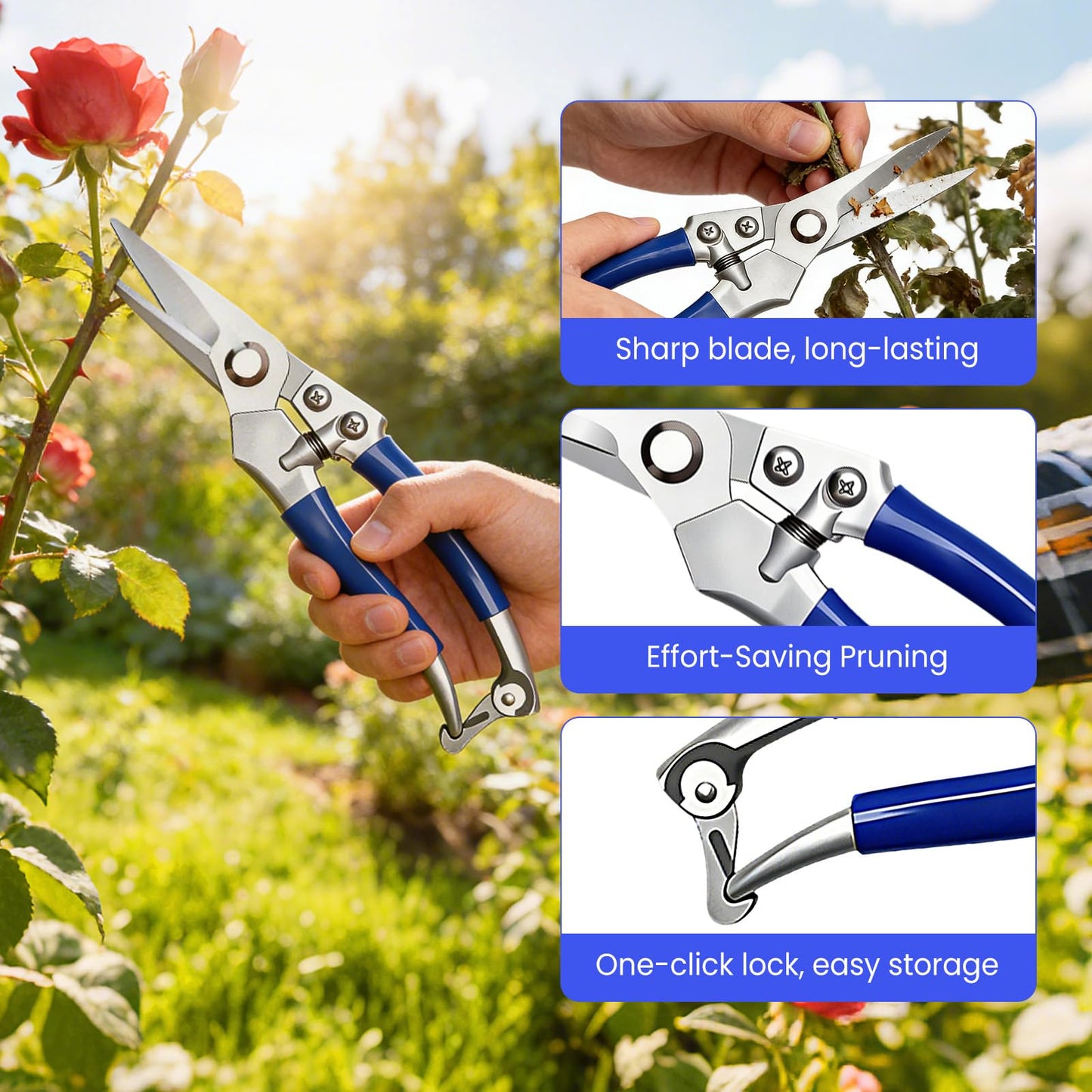 Garvee 2 Pack Pruning Shears for Gardening, Trimming Scissors Set Garden Shears Branch Cutter Garden Bypass Lopper and Tree Trimmer Tree Pruner Garden Shears for Gardening