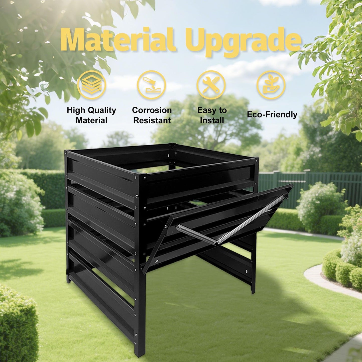 Compost Bin Outdoor - 170 Gallon Metal Wire Mesh Compost Bins with Rust-Proof Coating, Compost Bin for Yard Waste, Leaves & Kitchen Scraps, 31.5(L)*31.5(W)*39.4(H) inch