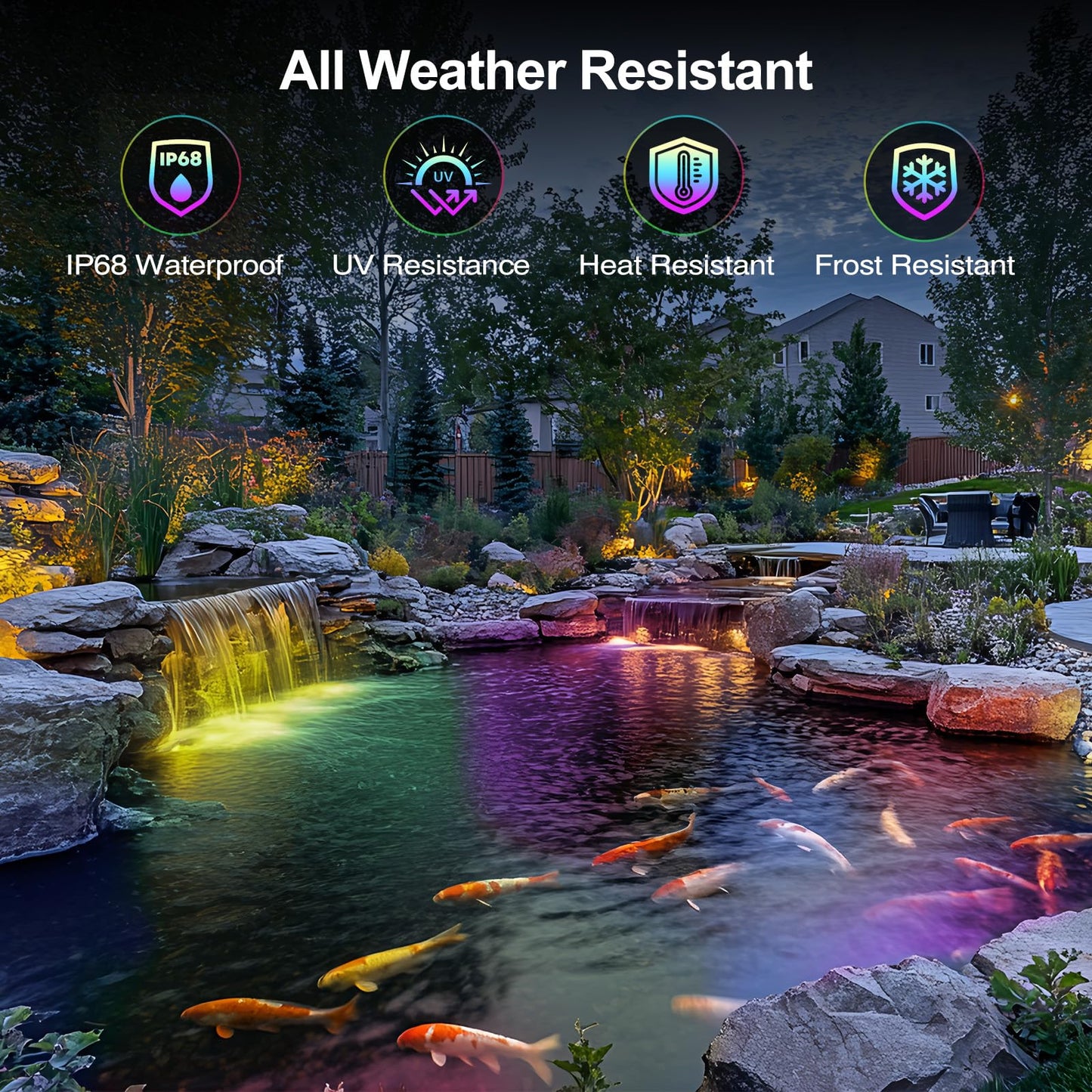 OSREE Pond Light LED Underwater with 12V Transformer, 6W Turtle Pond Lights with APP, IP68 Waterproof Fountain Lights with 32FT Cables for Ponds Fountain Waterfall Yard Water Feature, 1 SpotLights
