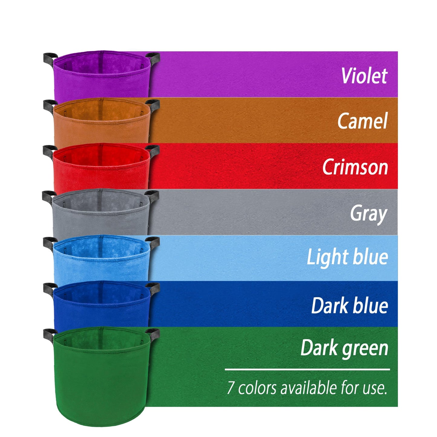7 Pack 15 Gallon Plant Grow Bags - Mixed 7 Colors with Reinforced Handles & Aeration Design, Ideal for Tomato, Flowers & Fruits