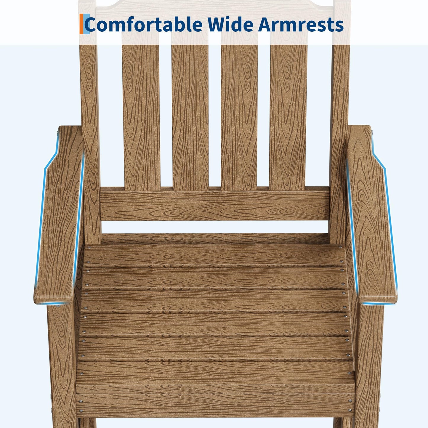 Garvee 3-Piece Outdoor Adirondack Bar Set, Patio Bar Table with 2 Bar Chairs, HDPE All-Weather Patio Bar Furniture Set with Umbrella Hole, for Balcony, Backyard, Poolside, Bistro