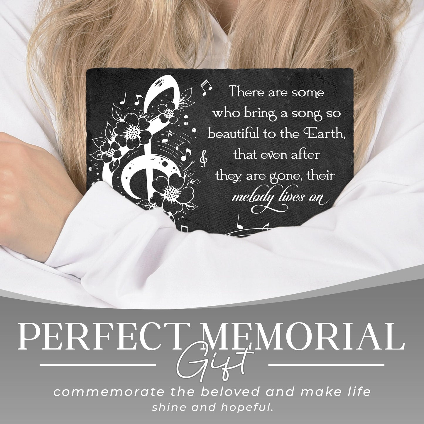 DIGIKAZZ Musician Memorial Garden Stones, Their Melody Lives On, Sympathy Flowers Outdoor Plaque, Musical Memorial Rectangle Stepping Stones for Loved One on Christmas