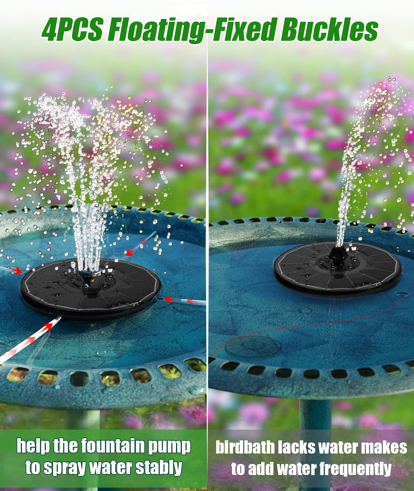 SZMP Solar Water Fountain Upgraded 100% Glass Panel, 3.5W Solar Powered Fountains Built-in 2000 Battery with 7 Nozzle & 4 Fixer, Solar Fountain Pump for Bird Baths, Pond, Outdoor