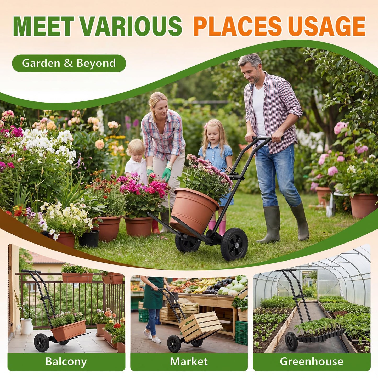 Adjustable Plant Caddy with Wheels, Heavy Duty Plant Dolly Cart w/Grab Arm and Strap Dual Protection, Garden Potted Plant Mover Dolly for Planter Flower Pots Indoor Outdoor, Supports 175lbs, Black
