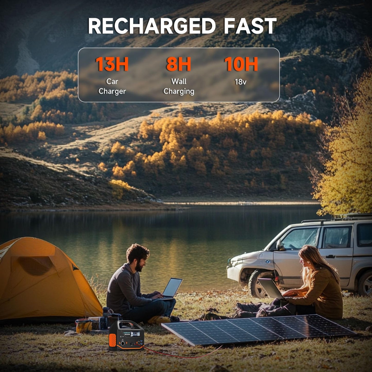 BailiBatt 300W Portable Power Station, 266Wh Solar Generator with 7 Outputs & Dual USB-C PD (24W+18W), 110V Pure Sine Wave AC, 6.5lb Lightweight Battery Backup for Camping, CPAP RV Home Blackout