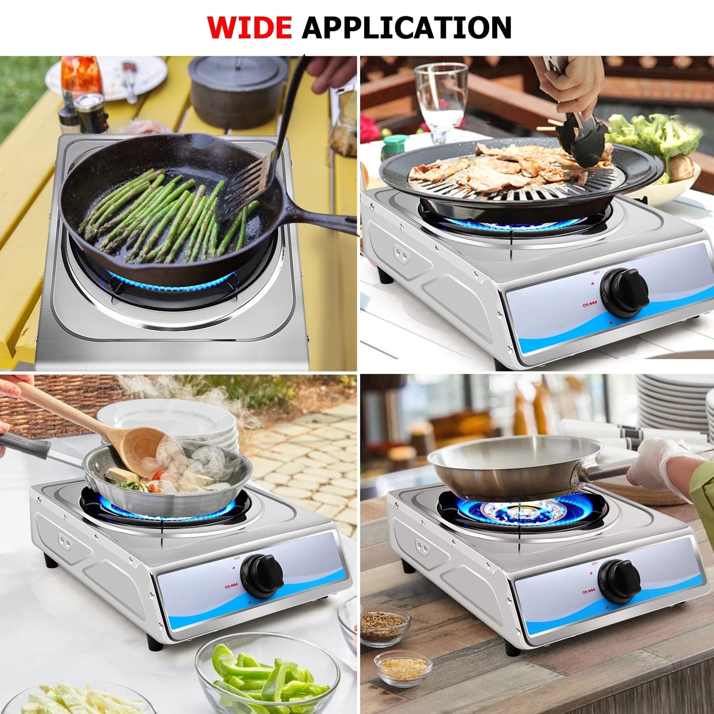 Propane Gas Cooktop,Single Burner Gas Stove Stainless Steel Portable Gas Stove,Auto Ignition Camping Single Burner LPGfor RV, Apartments, Outdoor