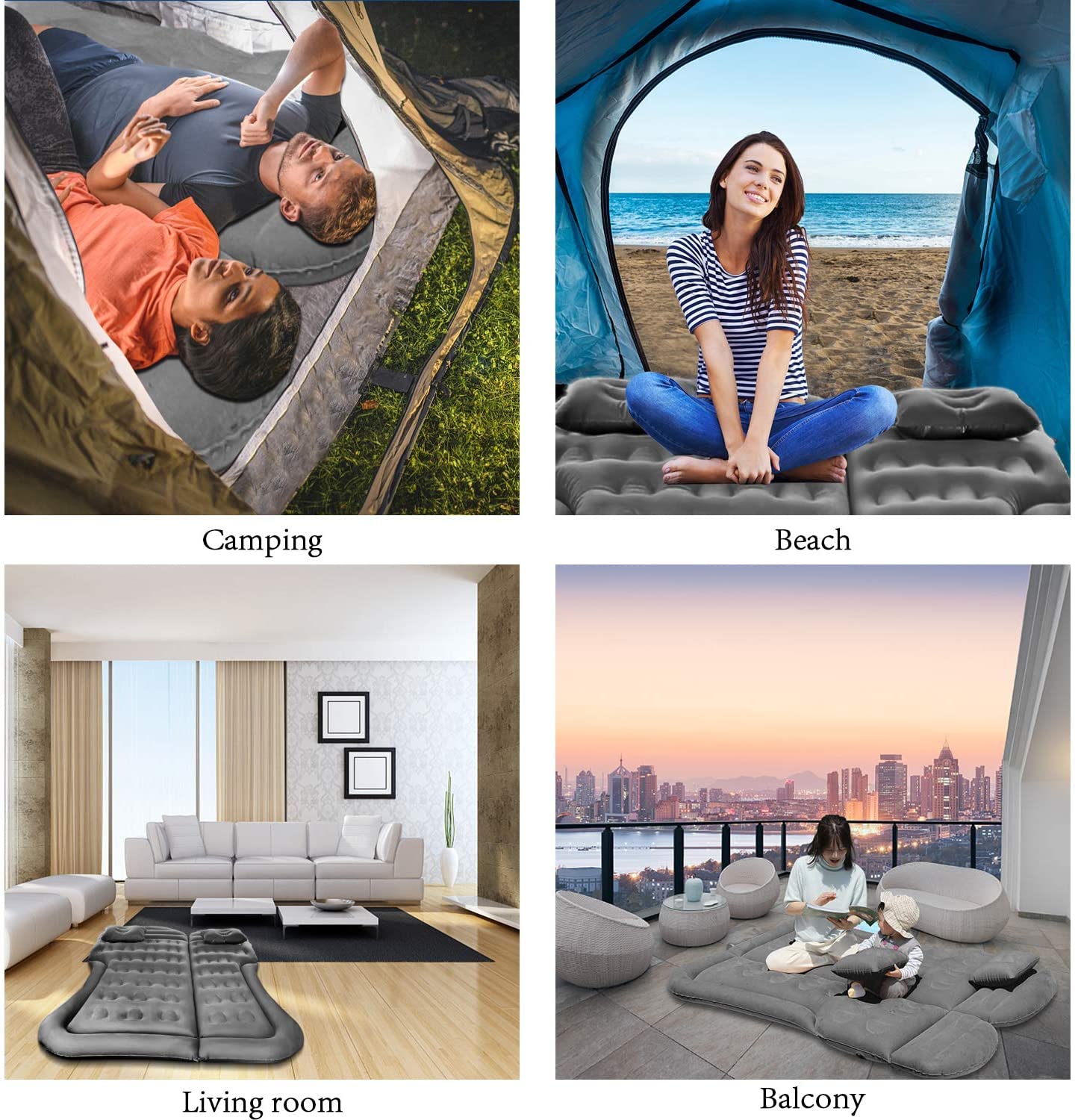 SAYGOGO SUV Air Mattress Camping Bed Cushion Pillow - Inflatable Thickened Car Air Bed with Air Pump Portable Sleeping Pad Mattress for Home Car Travel Camping Upgraded Version - Grey