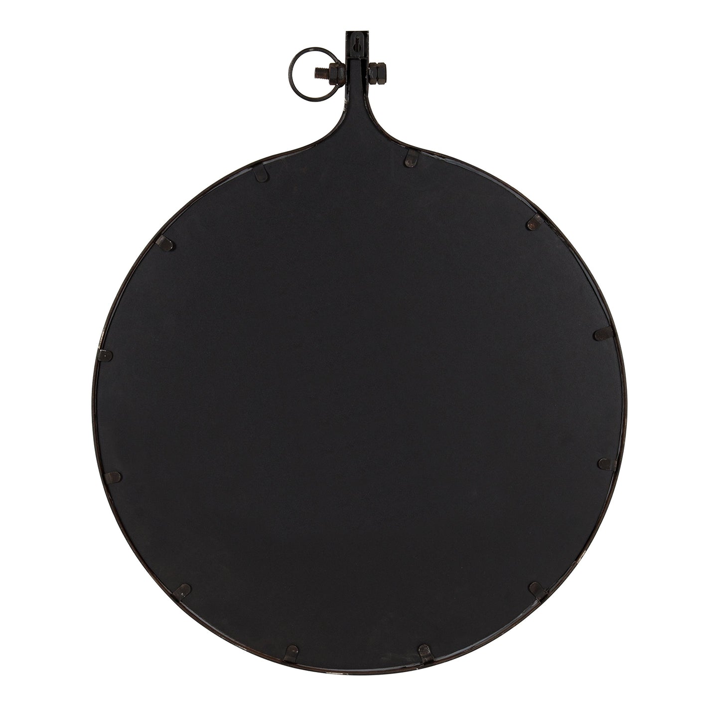 Kate and Laurel Yitro Round Industrial Rustic Metal Framed Wall Mirror, 23.5x28.5, Rustic Metal, Chic Industrial Accent Mirror for Wall