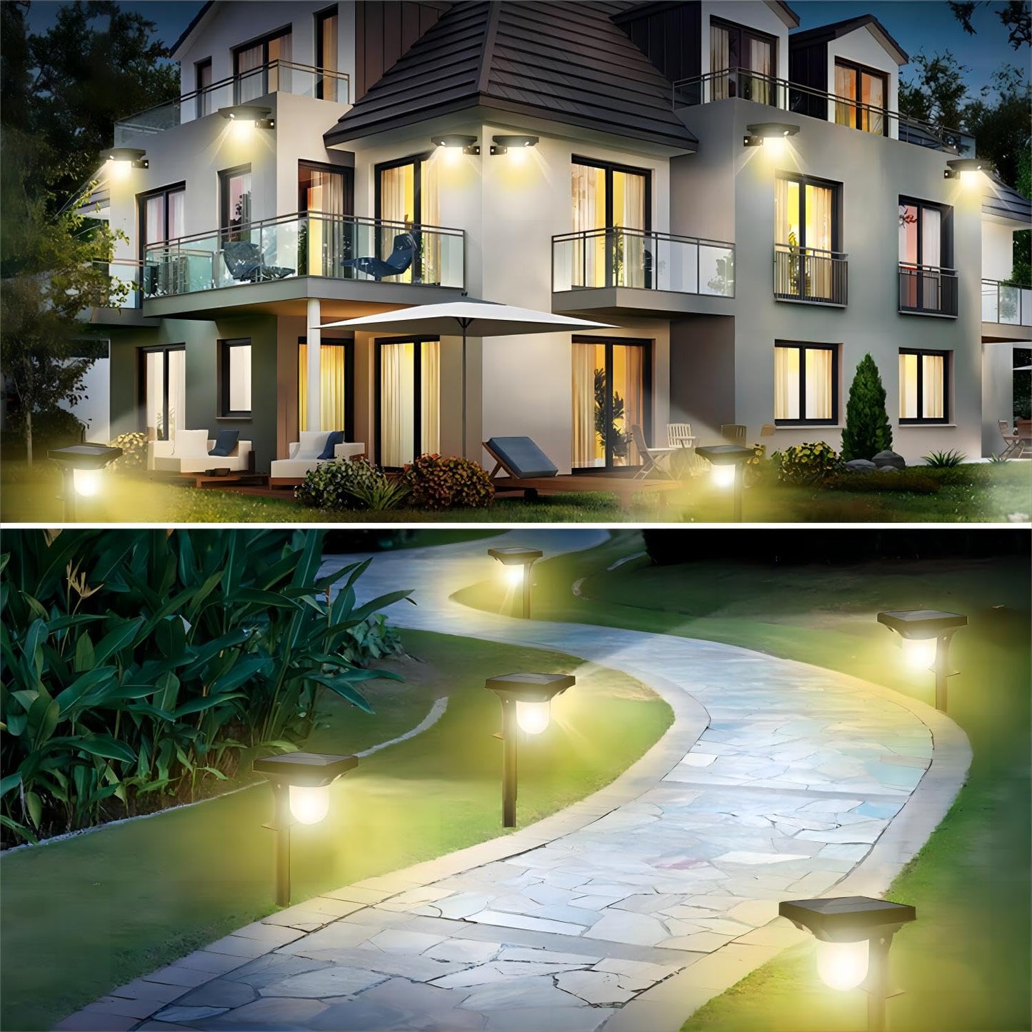 S NMT Super Bright Outdoor Solar Garden Lights Motion Sensor Pathway Light Landscape Lighting for Yard, IP65 Waterproof Solar Powered Porch Lights Walkway Lawn Patio Garden Decor