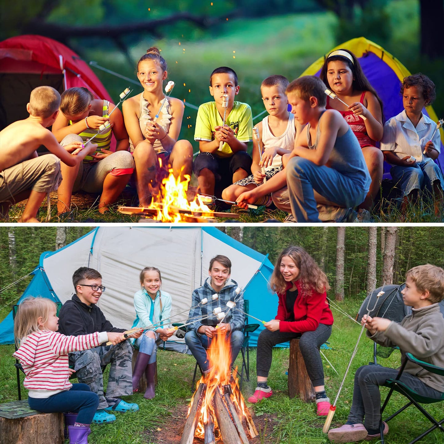 40 Pack 32 Inch Marshmallow Roasting Sticks Bulk, Smores Skewers for Fire Pit Kit, Hot Dog Camping Skewers Accessories Campfire Marshmellow Extendable Forks Bbq Tools Smores Sticks
