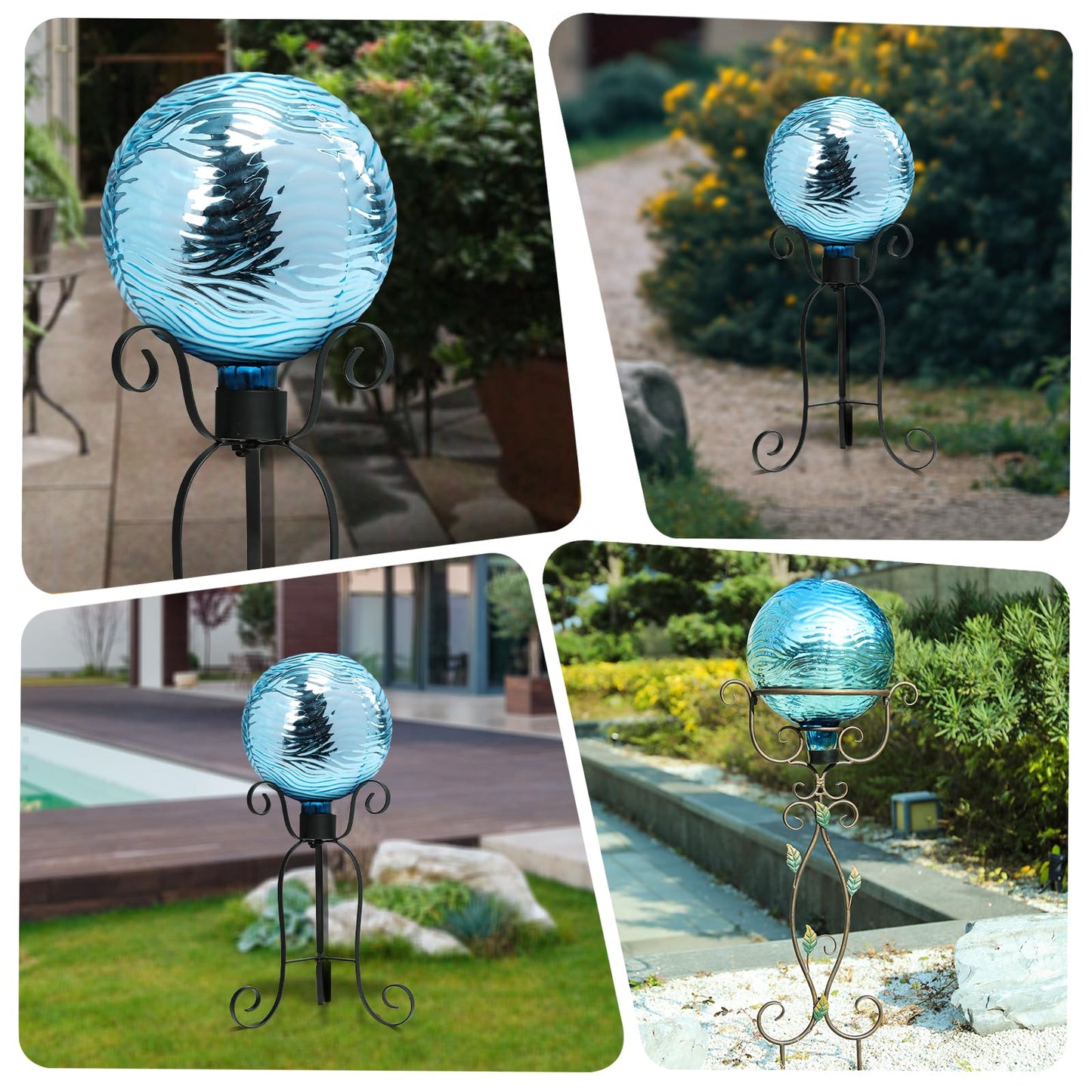 VCUTEKA Gazing Ball, Glass Mirror Polished Hollow Ball Reflective Garden Sphere, Gazing Globe for Home Garden Lawn Outdoor Ornament Yard Decorative 10-Inch